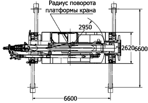 Размеры автокрана Комацу LW250-5 вид сверху